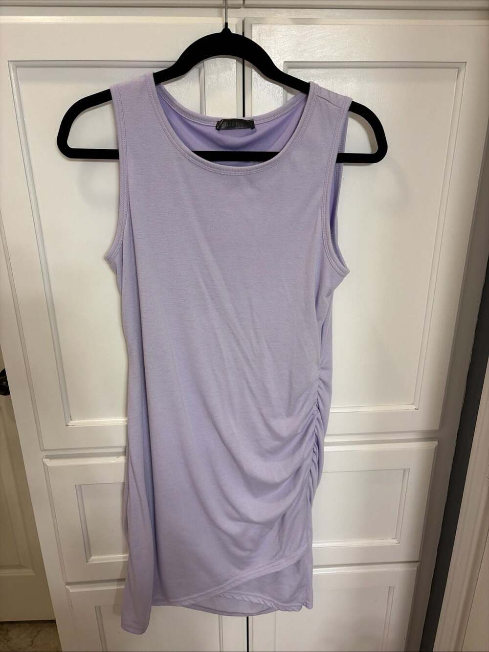 BTFBM Sleeveless Ruched Bodycon Mini Dress in Lavender
